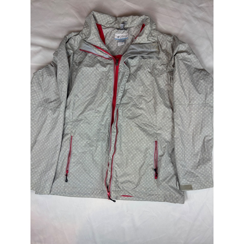 Columbia Interchange Jacket Womens Large Gray Red Pattern Full Zip Shell